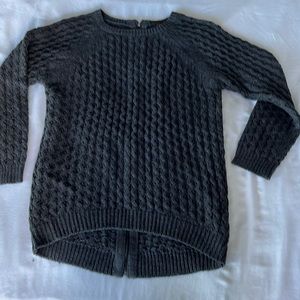 Dex S charcoal weave wool blend sweater, zipper back